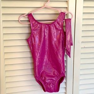 Darling pink shimmer sparkle girls XS leotard 4/5